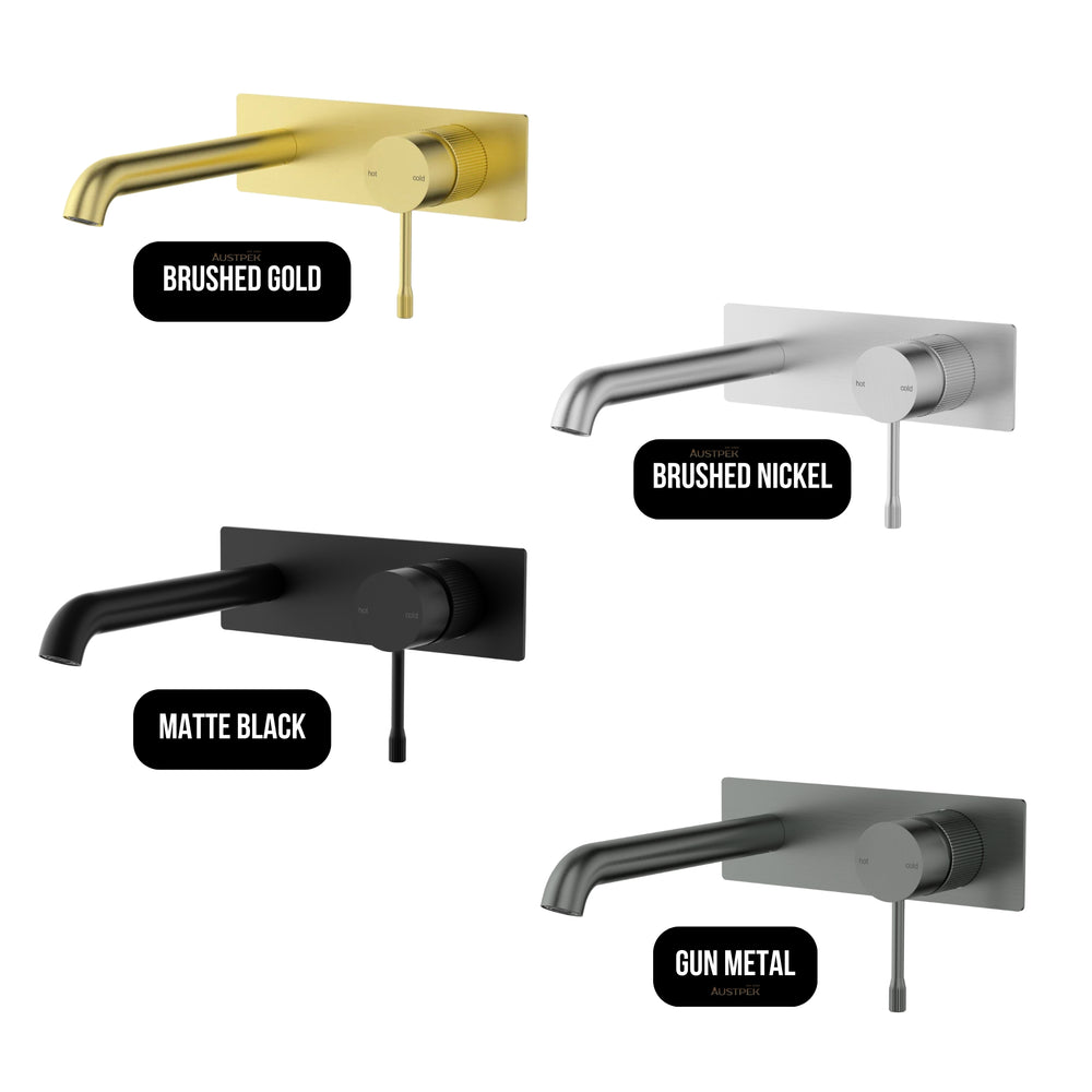 IKON LINIE LEAD FREE WALL BASIN MIXER TRIM KIT WITH ROUGH IN BODY 200MM BRUSHED GOLD