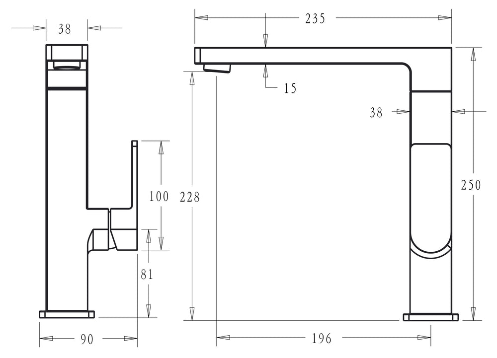 IKON CERAM SINK MIXER 250MM BRUSHED NICKEL