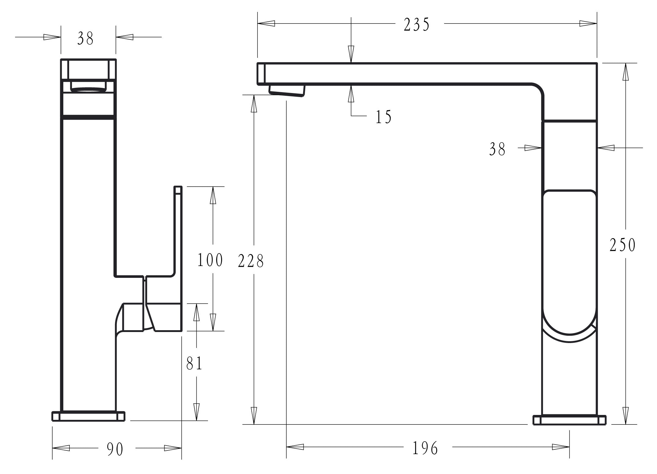 IKON CERAM SINK MIXER 250MM BRUSHED NICKEL