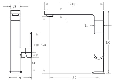 IKON CERAM SINK MIXER 250MM BRUSHED NICKEL