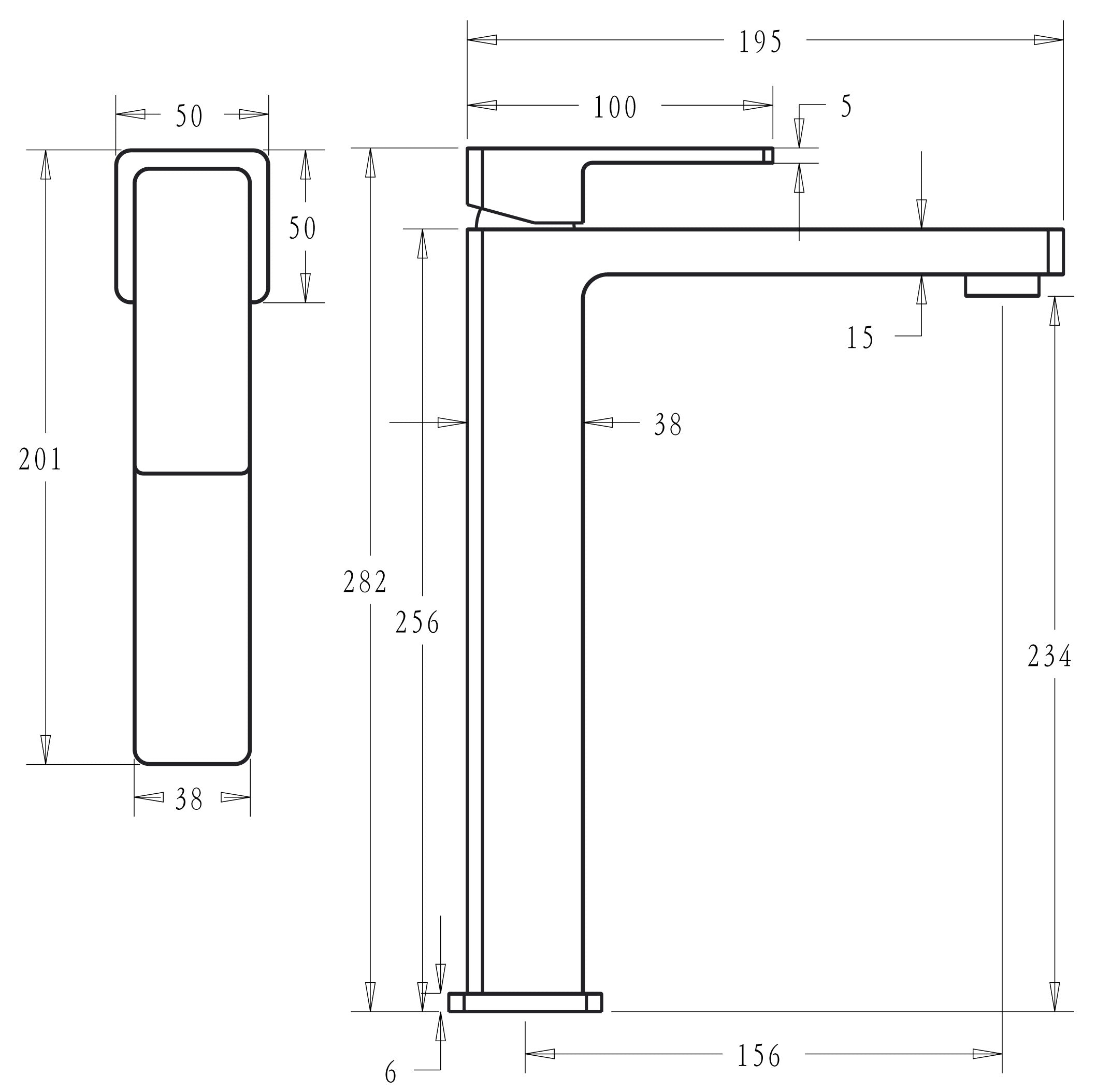 IKON CERAM HIGH RISE BASIN MIXER 282MM BRUSHED GOLD