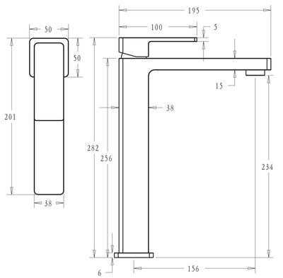 IKON CERAM LEAD FREE HIGH RISE BASIN MIXER 282MM BRUSHED GOLD