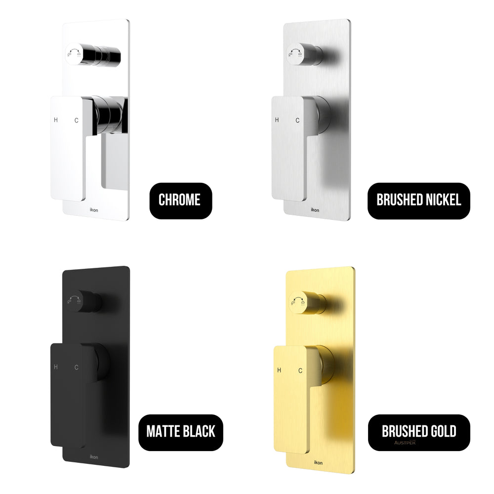 IKON CERAM WALL MIXER WITH DIVERTER 200MM BRUSHED NICKEL