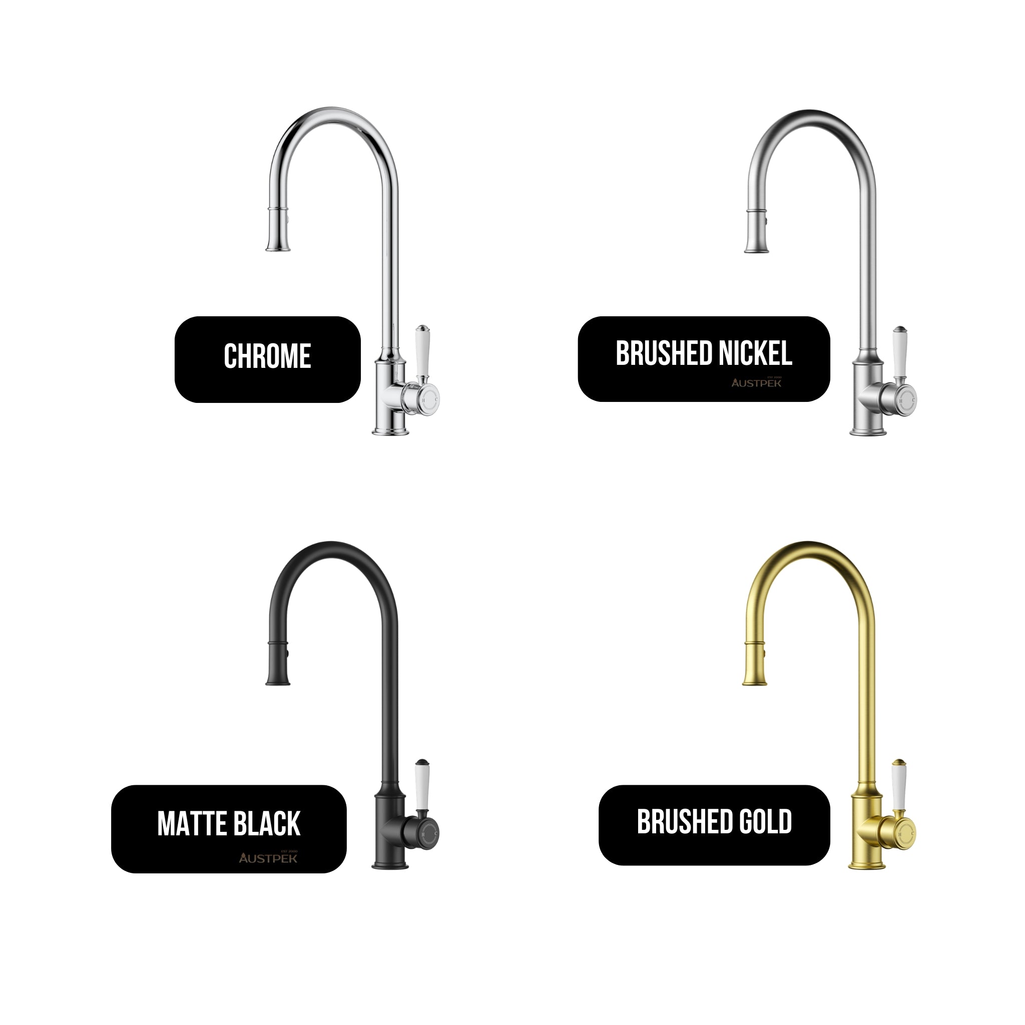IKON CLASICO PULL OUT SINK MIXER CERAMIC HANDLE BRUSHED NICKEL