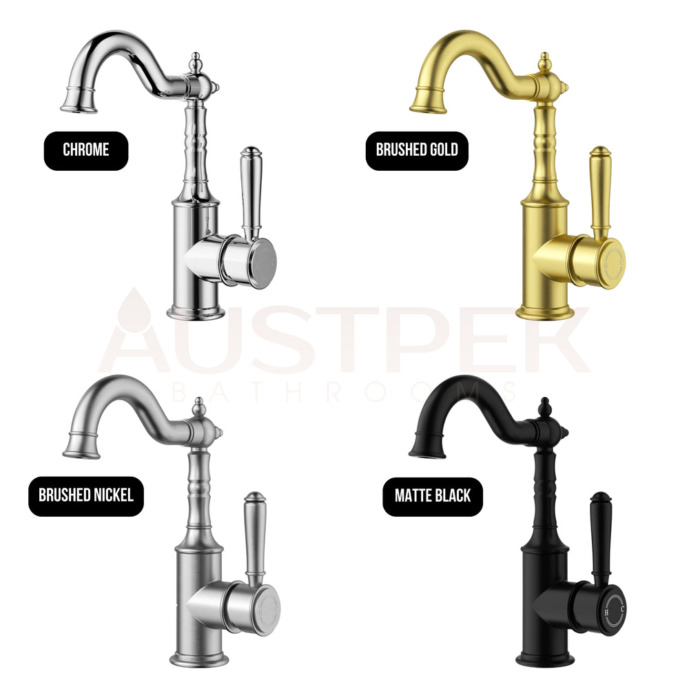 IKON CLASICO LEAD FREE BASIN MIXER 243MM CHROME (BRASS HANDLE)