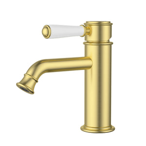 IKON CLASICO BASIN MIXER CERAMIC HANDLE 170MM BRUSHED GOLD