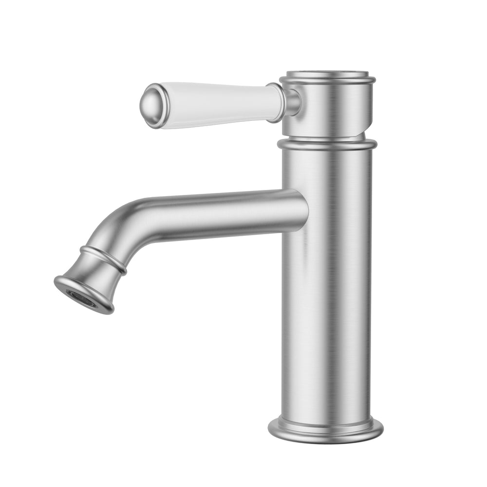 IKON CLASICO BASIN MIXER CERAMIC HANDLE 170MM BRUSHED NICKEL