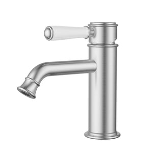 IKON CLASICO BASIN MIXER CERAMIC HANDLE 170MM BRUSHED NICKEL