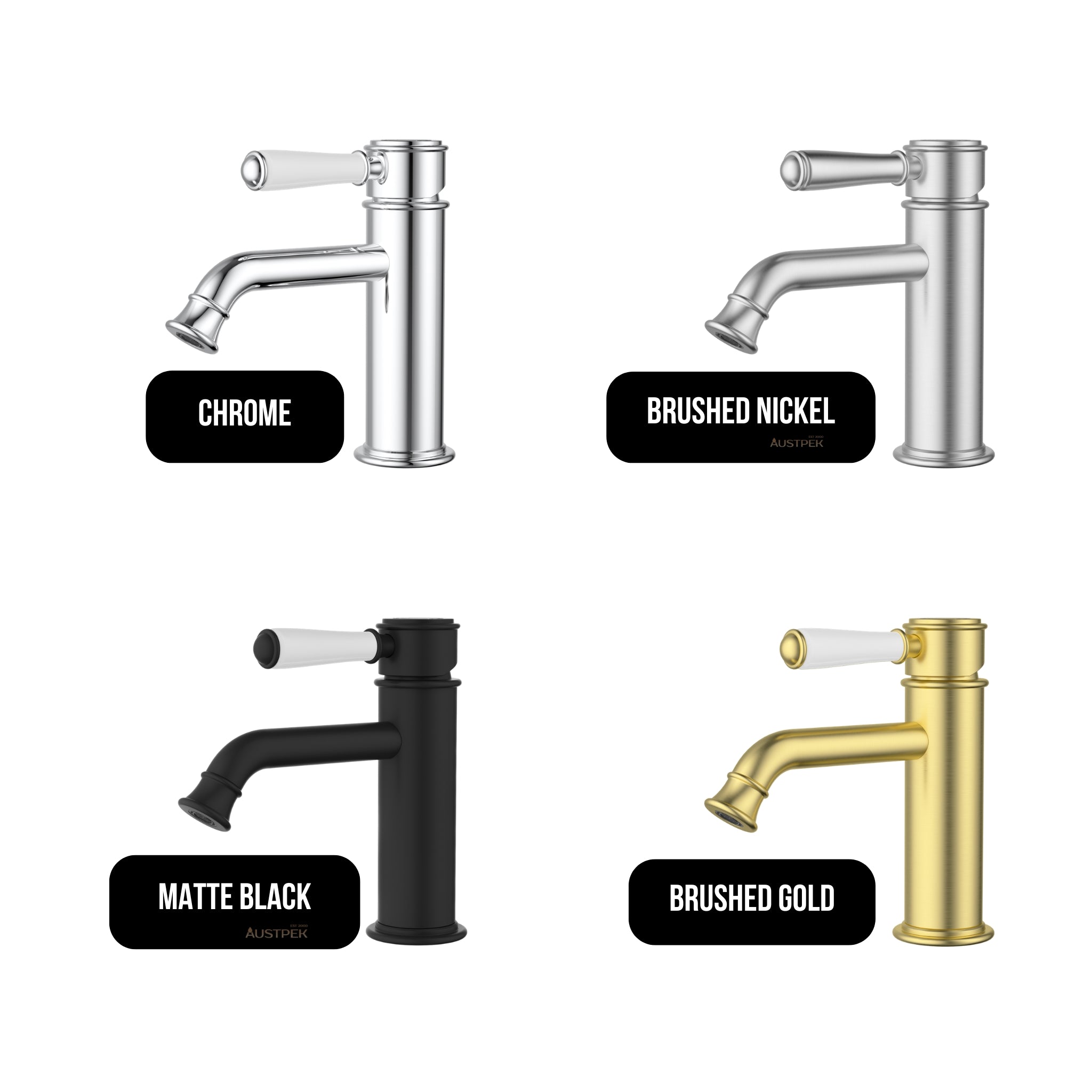 IKON CLASICO BASIN MIXER CERAMIC HANDLE 170MM MATTE BLACK