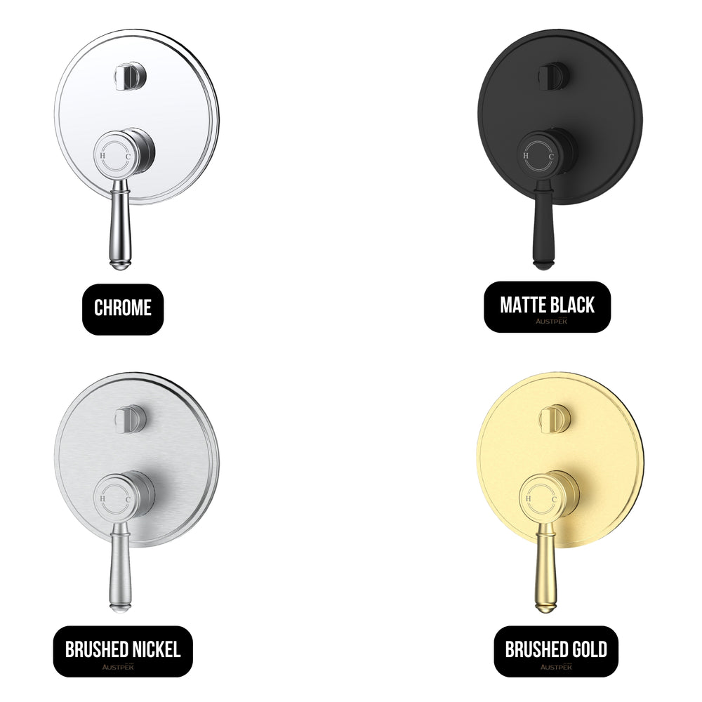 IKON CLASICO LEAD FREE WALL DIVERTER MIXER TRIM KIT WITH ROUGH IN BODY 160MM BRUSHED GOLD