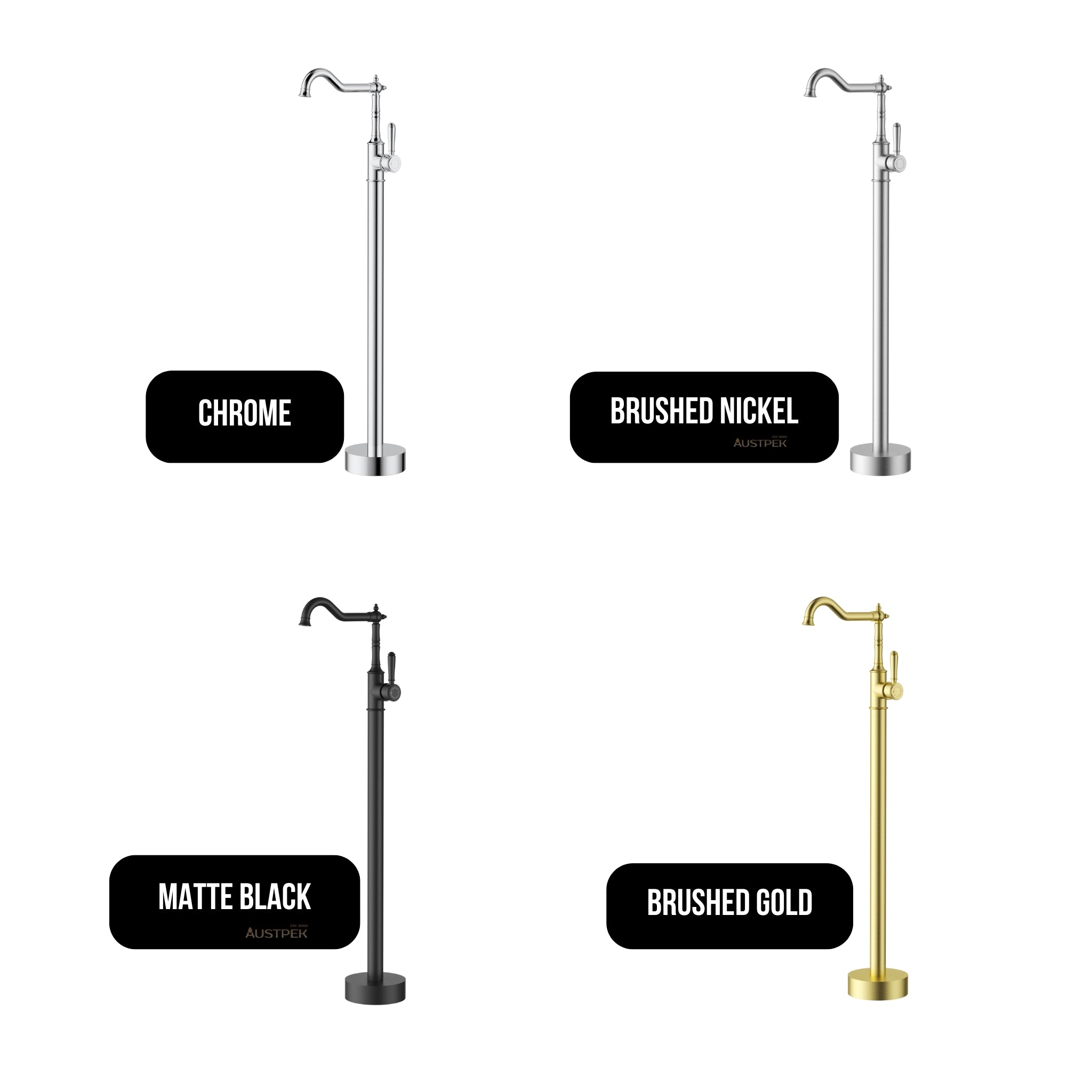 IKON CLASICO FREESTANDING BATH MIXER 1015MM MATTE BLACK