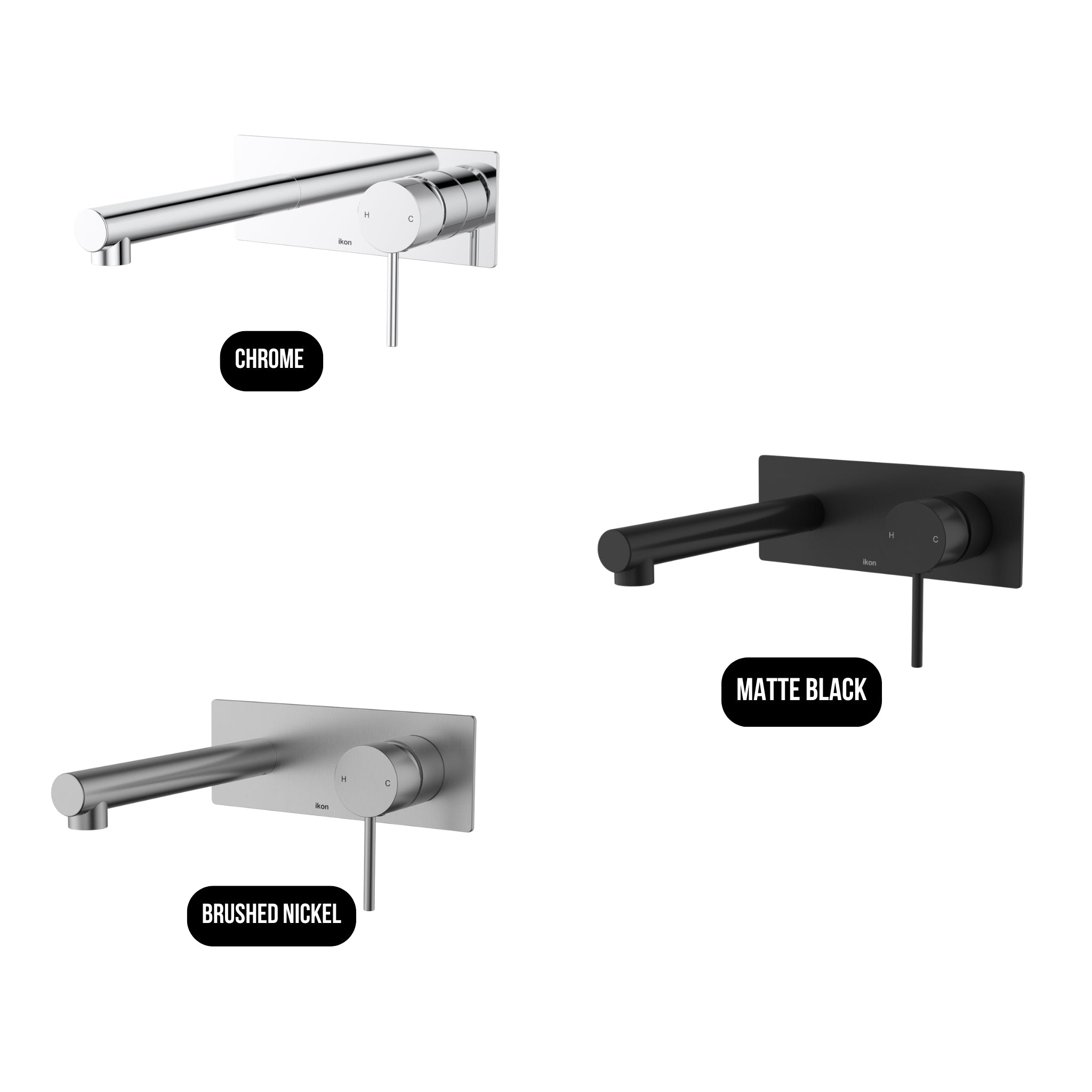 IKON HALI WALL BASIN MIXER BRUSHED NICKEL