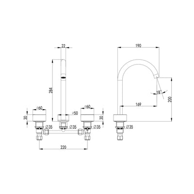 IKON HALI LEAD FREE BASIN SET 284MM MATTE BLACK