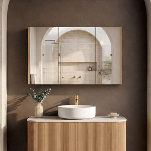 ORIO HAYMAN LIGHT WALNUT FLUTED MIRROR SHAVING CABINET 1200MM