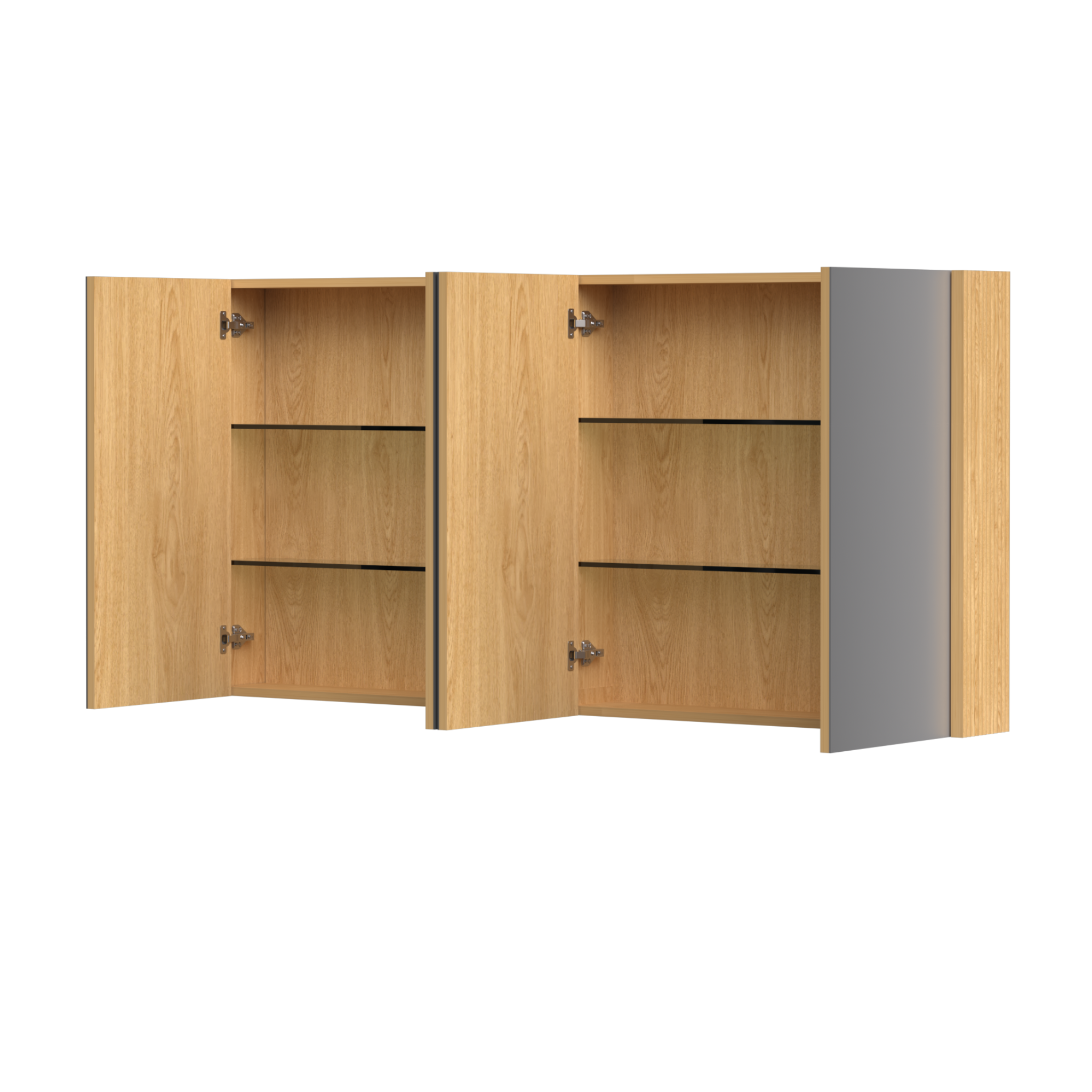 ORIO HAYMAN LIGHT WALNUT FLUTED MIRROR SHAVING CABINET 1500MM