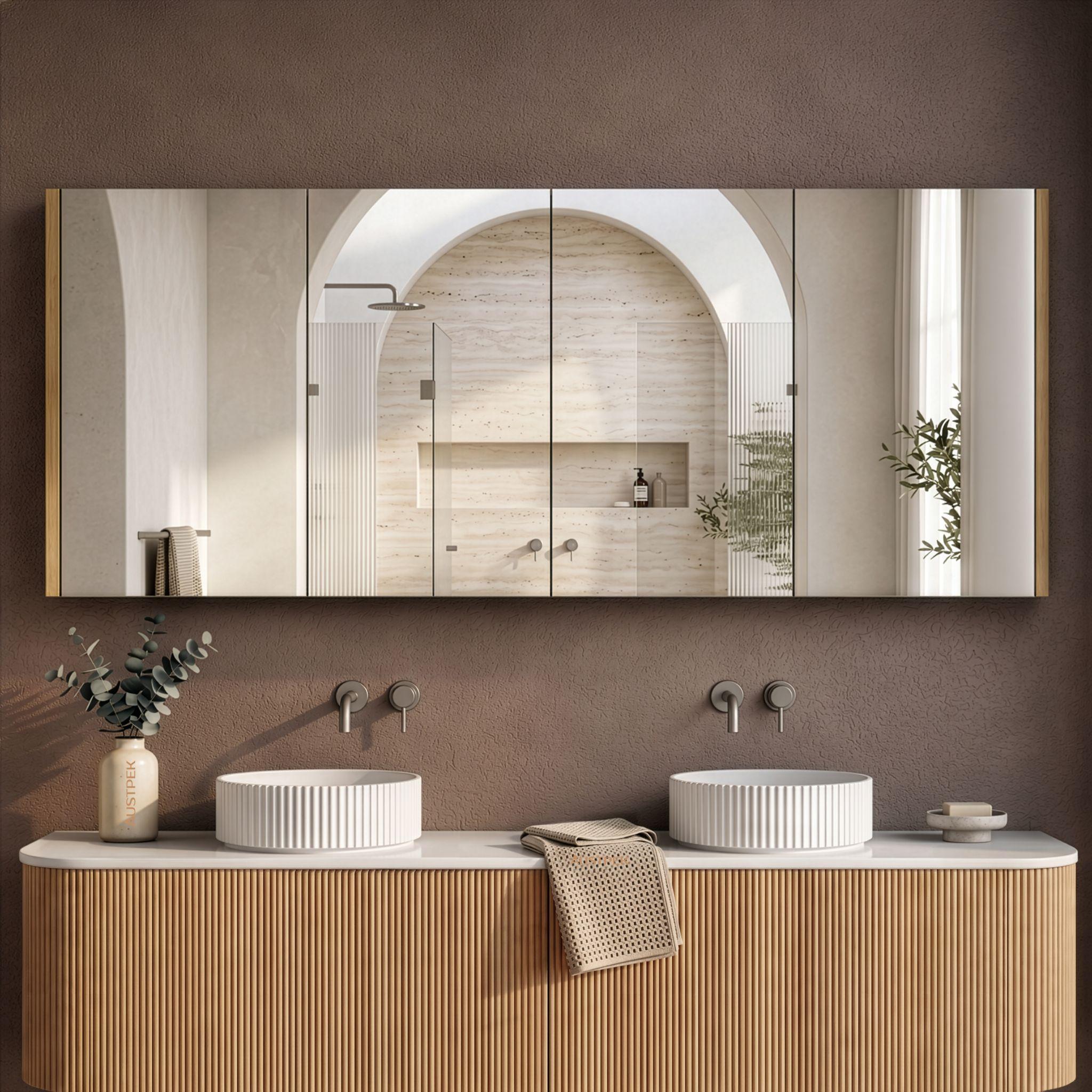 ORIO HAYMAN LIGHT WALNUT FLUTED MIRROR SHAVING CABINET 1800MM