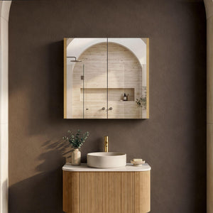 ORIO HAYMAN LIGHT WALNUT FLUTED MIRROR SHAVING CABINET 750MM