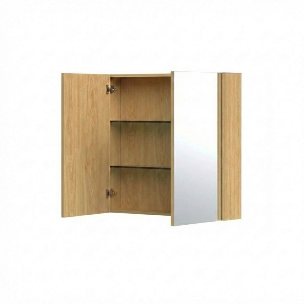 ORIO HAYMAN LIGHT WALNUT FLUTED MIRROR SHAVING CABINET 750MM