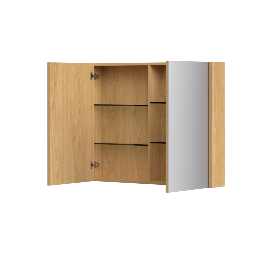 ORIO HAYMAN LIGHT WALNUT FLUTED MIRROR SHAVING CABINET 900MM
