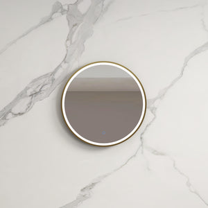 INFINITY HAMILTON ROUND LED MIRROR WITH GOLD ALUMINIUM FRAMED TRIO COLOUR 600X600MM