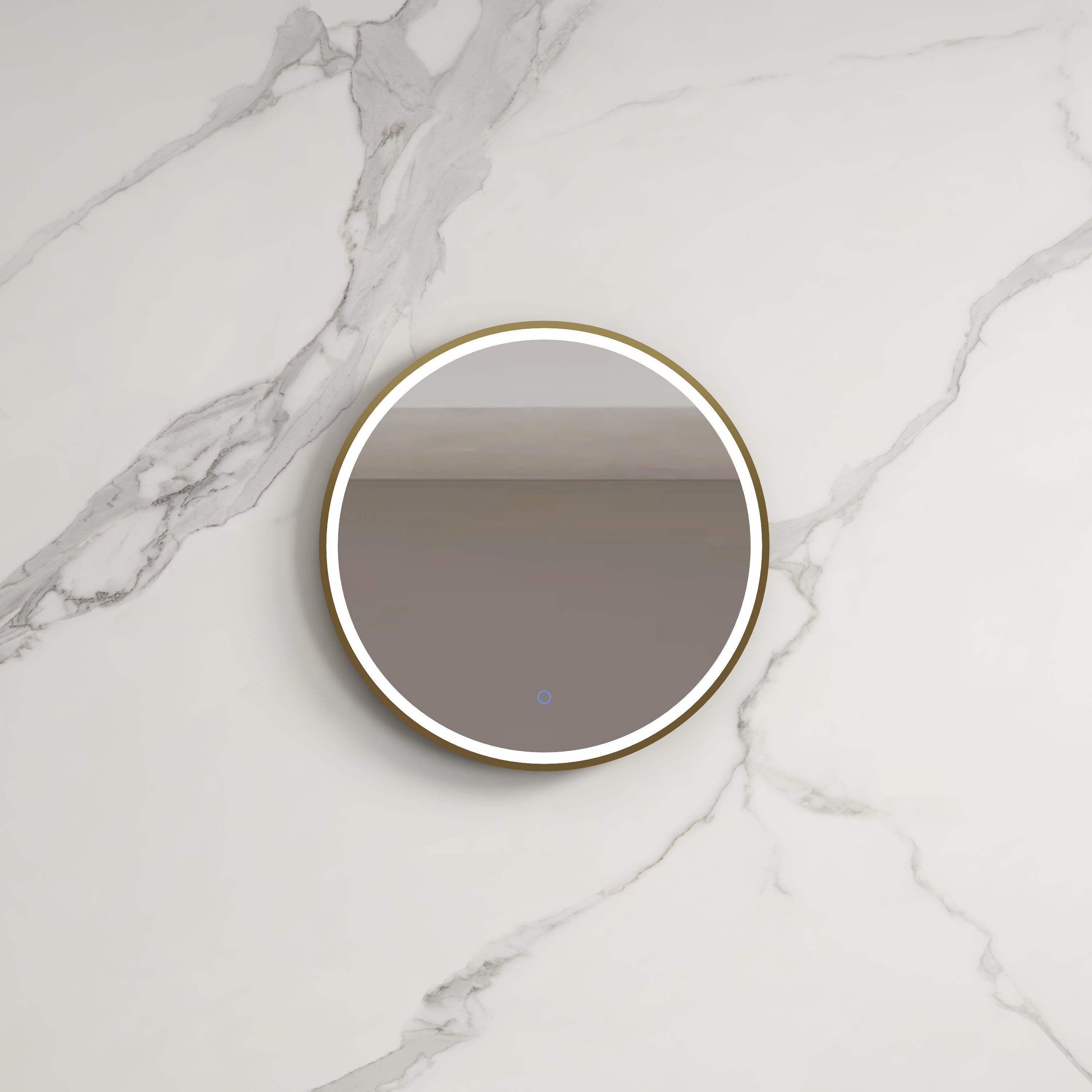 INFINITY HAMILTON ROUND LED MIRROR WITH GOLD ALUMINIUM FRAMED TRIO COLOUR 600X600MM