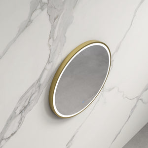 INFINITY HAMILTON ROUND LED MIRROR WITH GOLD ALUMINIUM FRAMED TRIO COLOUR 600X600MM