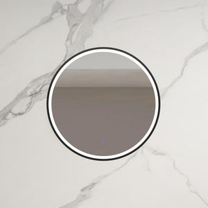 INFINITY HAMILTON ROUND LED MIRROR WITH BLACK ALUMINIUM FRAMED TRIO COLOUR 800X800MM