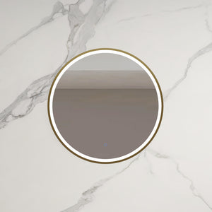 INFINITY HAMILTON ROUND LED MIRROR WITH GOLD ALUMINIUM FRAMED TRIO COLOUR 800X800MM