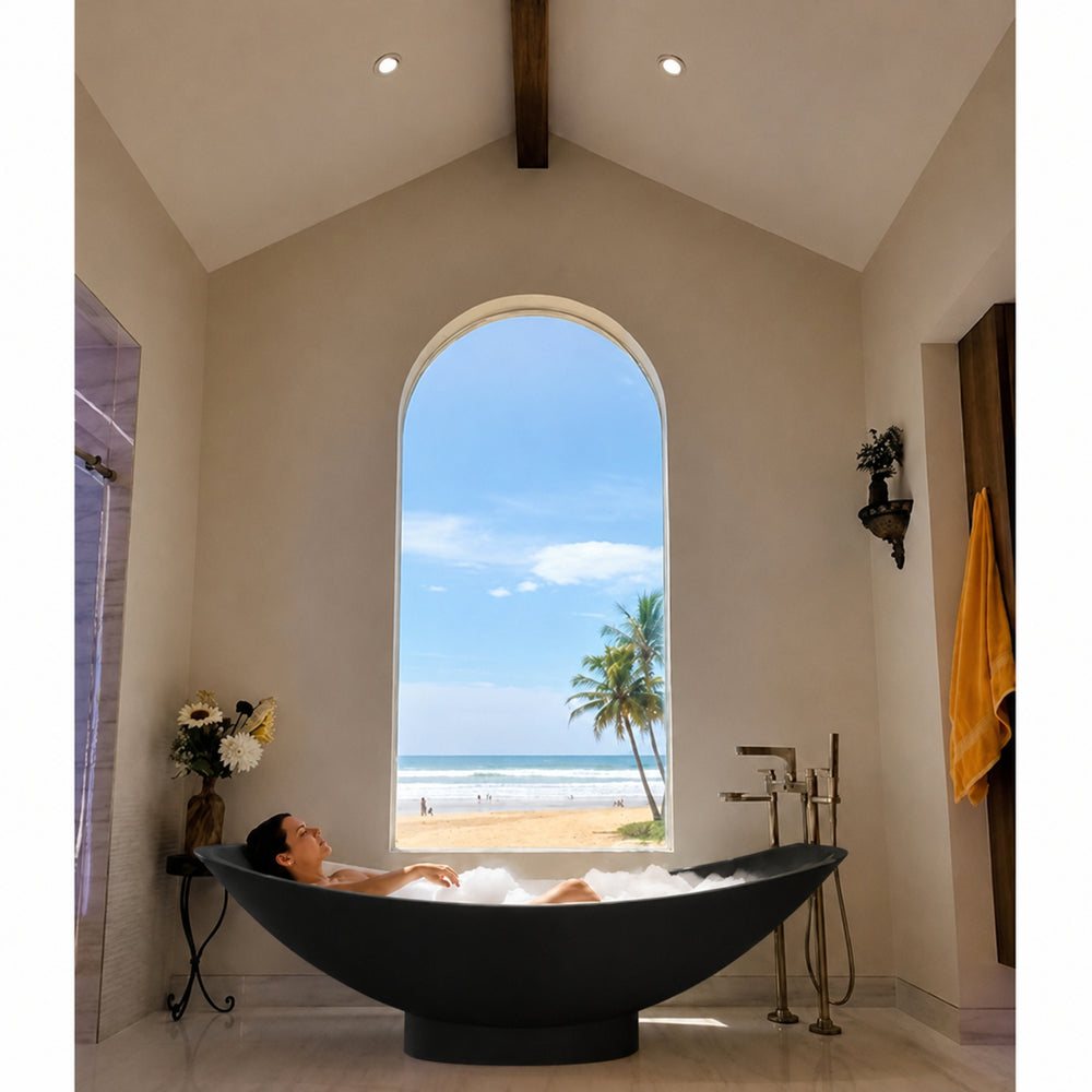 HAMMOCK MIRAGE SLIMLINE FREESTANDING BATHTUB EBONY 2000MM