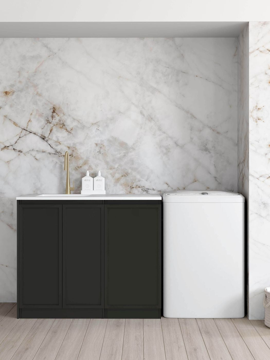 OTTI HAMPSHIRE MATTE BLACK 630MM BASE LAUNDRY CABINET