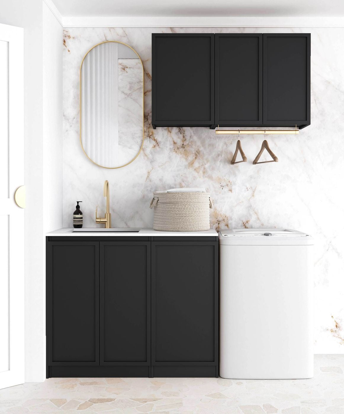 OTTI HAMPSHIRE MATTE BLACK 630MM BASE LAUNDRY CABINET