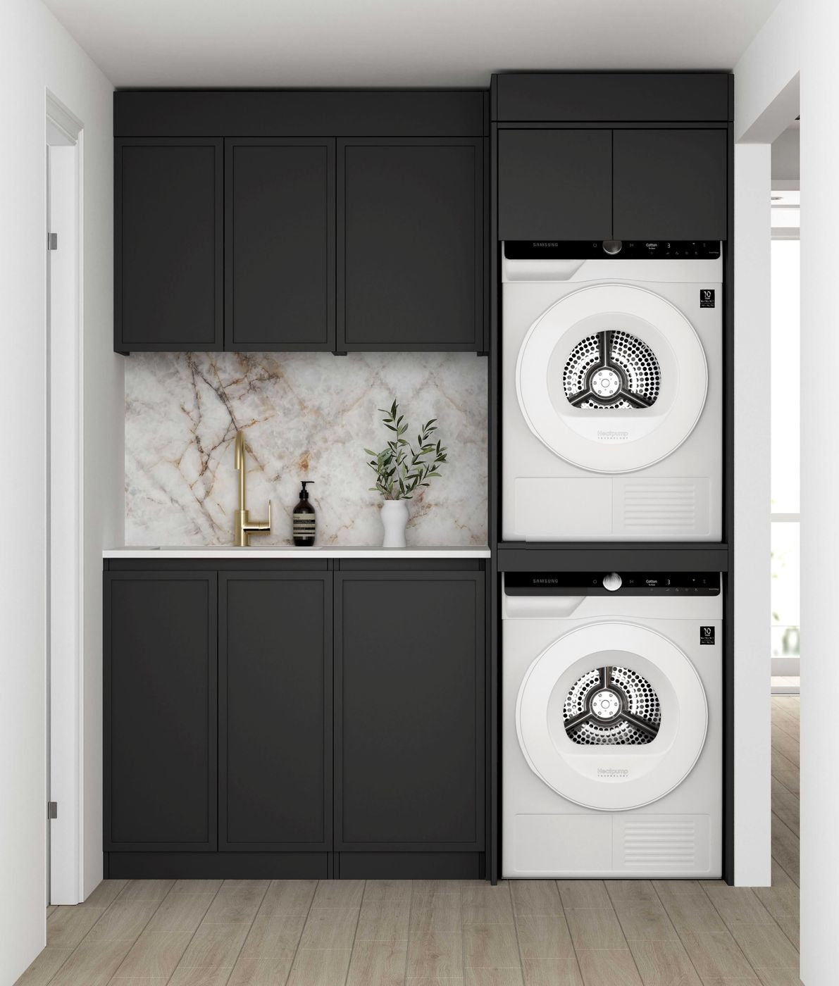 OTTI HAMPSHIRE MATTE BLACK 630MM WALL LAUNDRY CABINET