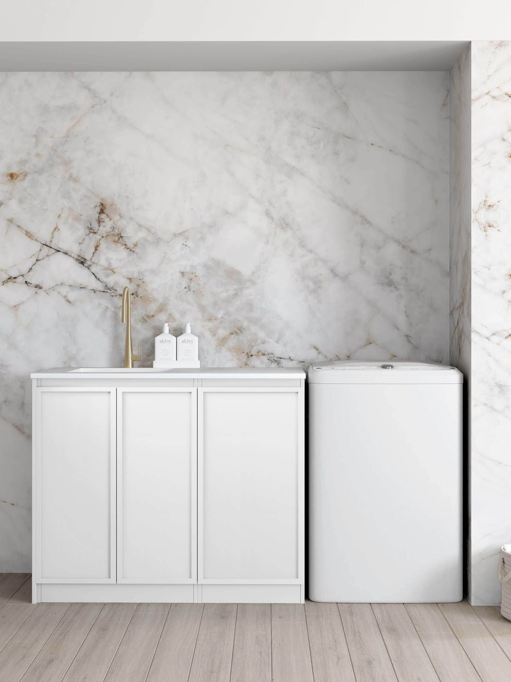 OTTI HAMPSHIRE MATTE WHITE 630MM BASE LAUNDRY CABINET