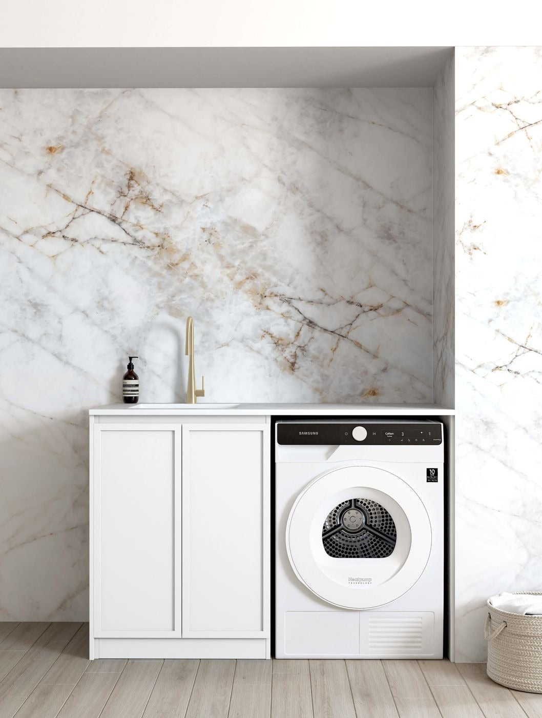 OTTI HAMPSHIRE MATTE WHITE 630MM BASE LAUNDRY CABINET