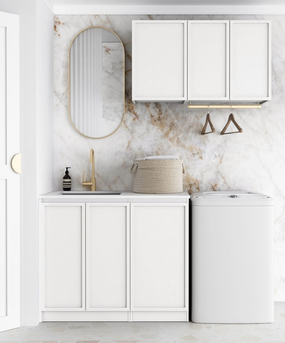 OTTI HAMPSHIRE MATTE WHITE 630MM BASE LAUNDRY CABINET
