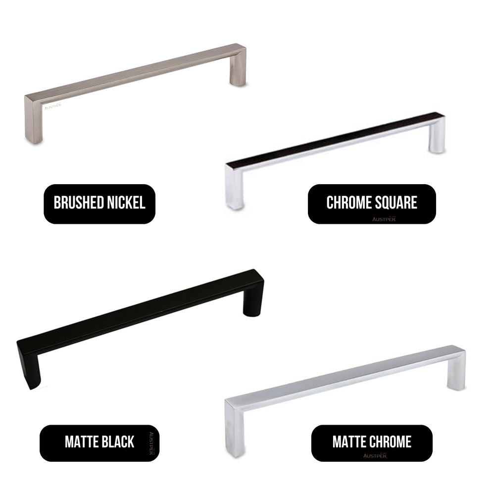 MODULR SQUARE HANDLE MATTE CHROME (AVAILABLE IN 96MM, 128MM, 160MM, 224MM, 288MM AND 320MM)