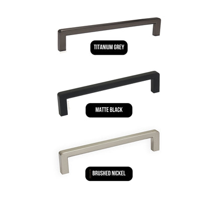 MODULR SQUARE HANDLE TITANIUM GREY (AVAILABLE IN 96MM, 128MM, 160MM, 192MM, 256MM, 320MM AND 416MM)