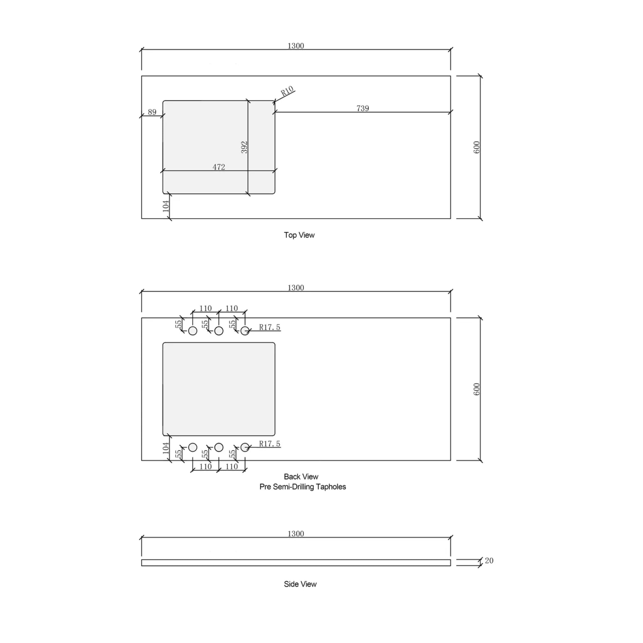 OTTI HAVANA SABLE WALNUT FLUTED 1305MM LAUNDRY AND WALL CABINET WITH STONE TOP & SINK (PACKAGE-B)
