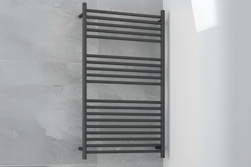 AQUAPERLA ROUND HORIZONTAL SINGLE BAR HEATED TOWEL RACK BRUSHED NICKEL ...