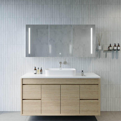 REMER AMBER SILVER LED SHAVING CABINET 1500X700MM