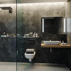 REMER AMBER SILVER LED SHAVING CABINET 900X700MM