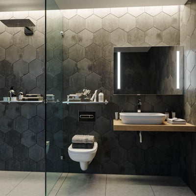 REMER AMBER SILVER LED SHAVING CABINET 900X700MM