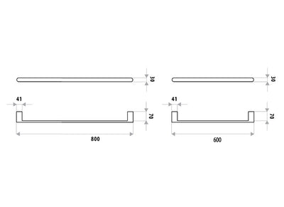 LINKWARE HUNTINGWOOD SINGLE NON-HEATED TOWEL RAIL CHROME 600MM AND 800MM