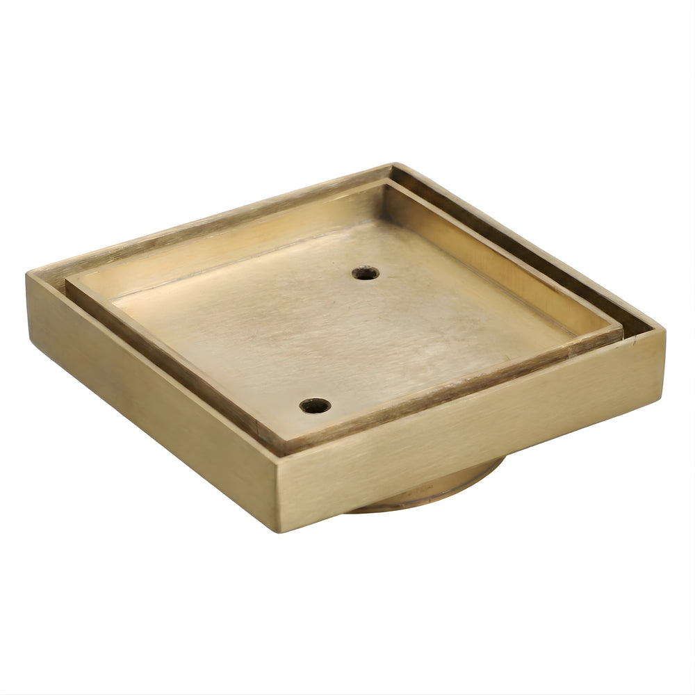 INFINITY SLIM SQUARE TILE INSERT FLOOR DRAIN 115MM BRUSHED GOLD
