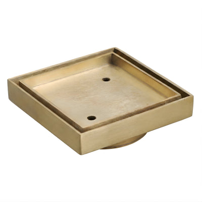 INFINITY SLIM SQUARE TILE INSERT FLOOR DRAIN 115MM BRUSHED GOLD