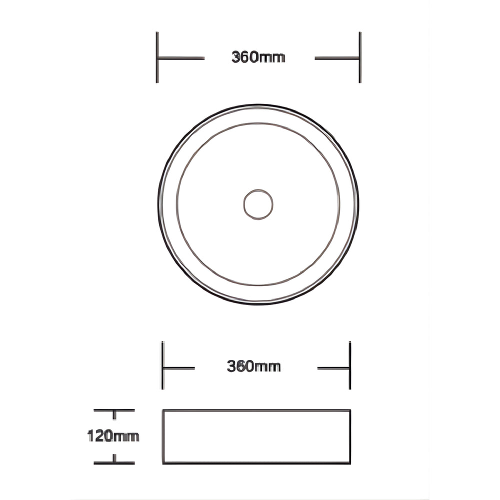 INFINITY ART BASIN CERAMIC MARBLE ROUND MATTE BLACK CARRARA 360MM