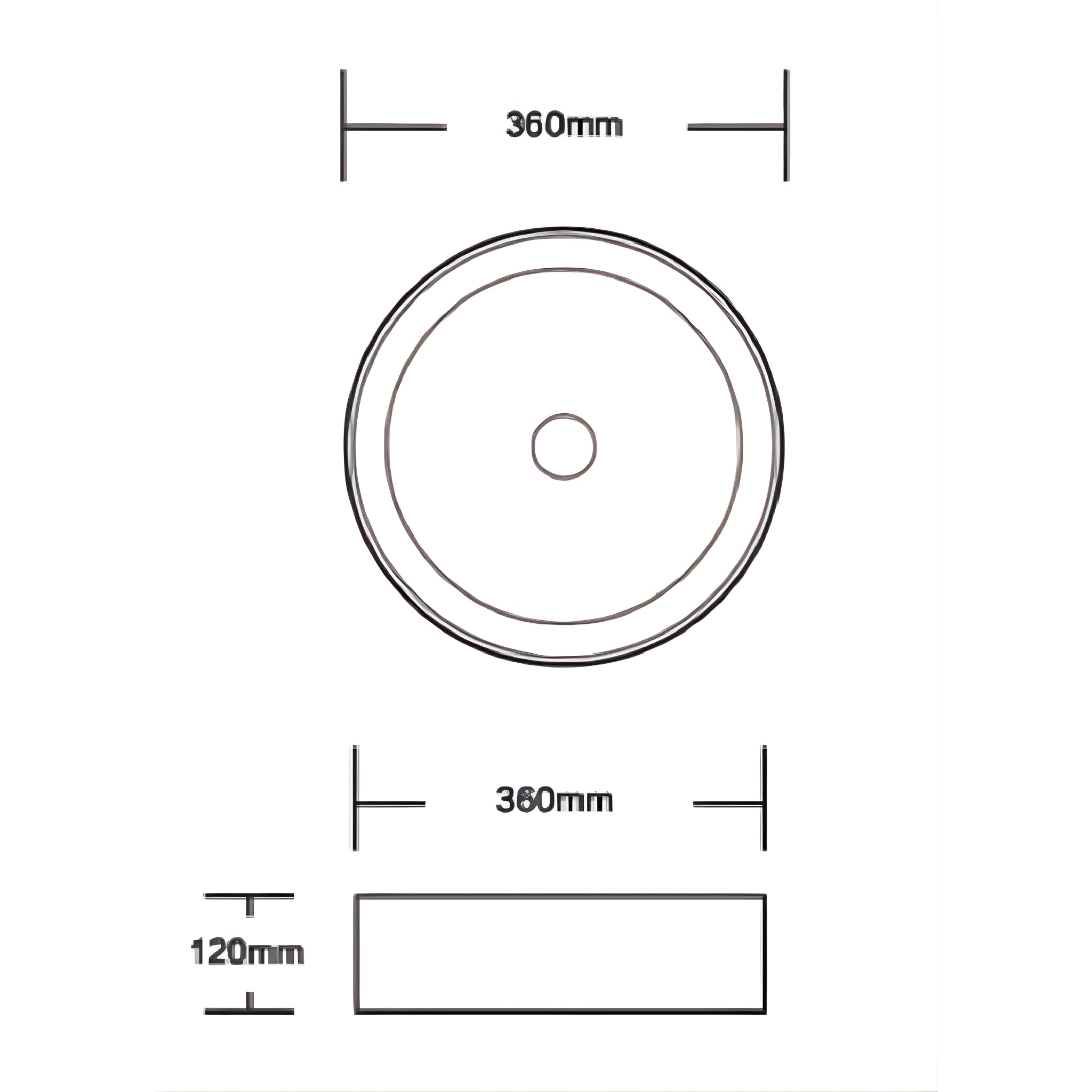 INFINITY ART BASIN CERAMIC MARBLE ROUND MATTE BLACK CARRARA 360MM