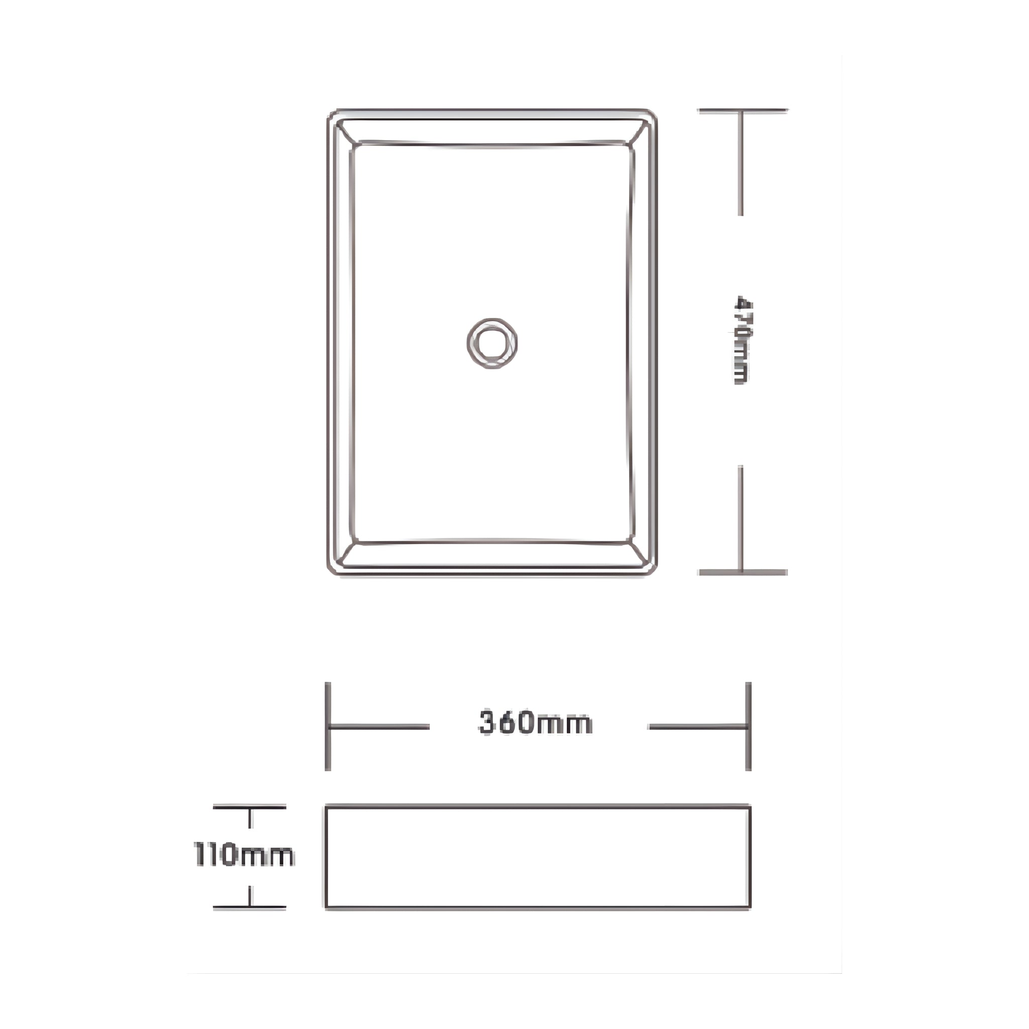 INFINITY ART BASIN CERAMIC MARBLE RECTANGULAR MATTE BLACK CARRARA 470MM