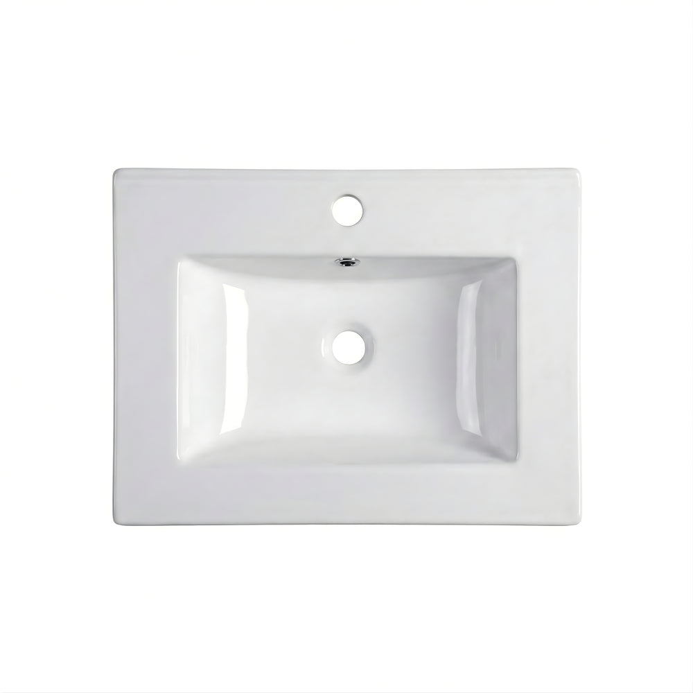 INFINITY CERAMIC BASIN & TOP RECTANGULAR WHITE 610MM