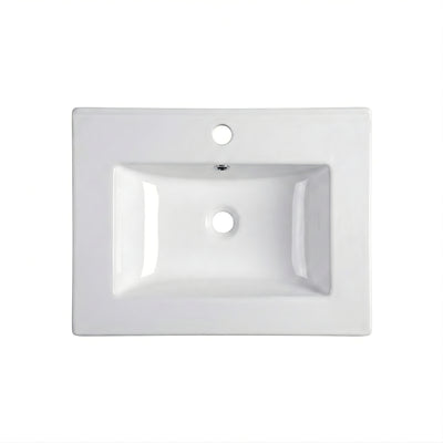 INFINITY CERAMIC BASIN & TOP RECTANGULAR WHITE 610MM